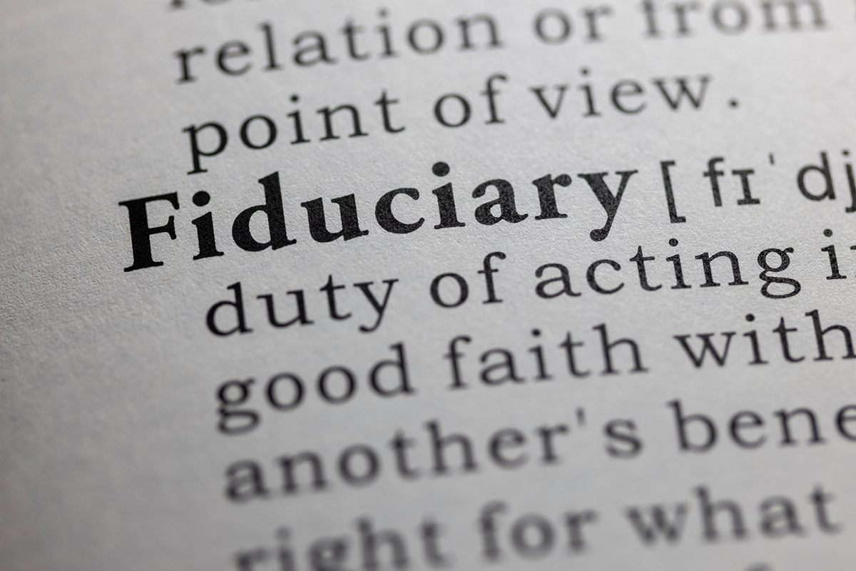 An image of a dictionary definition of the word fiduciary.
